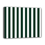 Vertical Stripes - White and Deep Green Canvas 14  x 11  (Stretched)