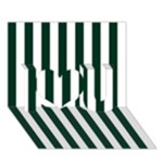 Vertical Stripes - White and Deep Green I Love You 3D Greeting Card (7x5)