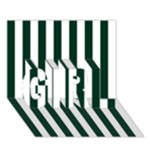 Vertical Stripes - White and Deep Green GIRL 3D Greeting Card (7x5)