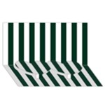 Vertical Stripes - White and Deep Green Twin Heart Bottom 3D Greeting Card (8x4)