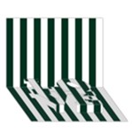 Vertical Stripes - White and Deep Green LOVE Bottom 3D Greeting Card (7x5)