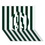 Vertical Stripes - White and Deep Green Peace Sign 3D Greeting Card (7x5)