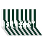 Vertical Stripes - White and Deep Green PARTY 3D Greeting Card (8x4)