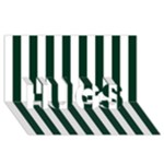 Vertical Stripes - White and Deep Green HUGS 3D Greeting Card (8x4)