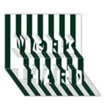 Vertical Stripes - White and Deep Green WORK HARD 3D Greeting Card (7x5)