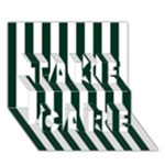 Vertical Stripes - White and Deep Green TAKE CARE 3D Greeting Card (7x5)