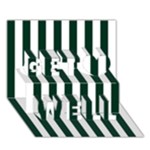 Vertical Stripes - White and Deep Green Get Well 3D Greeting Card (7x5)