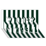 Vertical Stripes - White and Deep Green Merry Xmas 3D Greeting Card (8x4)