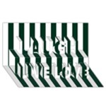 Vertical Stripes - White and Deep Green Laugh Live Love 3D Greeting Card (8x4)