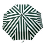 Vertical Stripes - White and Deep Green Folding Umbrella