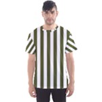 Vertical Stripes - White and Army Green Men s Sport Mesh Tee
