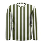 Vertical Stripes - White and Army Green Men s Long Sleeve T-shirt