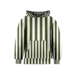 Vertical Stripes - White and Army Green Kid s Pullover Hoodie