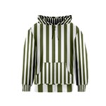 Vertical Stripes - White and Army Green Kid s Zipper Hoodie
