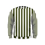 Vertical Stripes - White and Army Green Kid s Sweatshirt