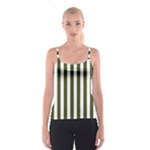 Vertical Stripes - White and Army Green Spaghetti Strap Top