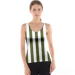 Vertical Stripes - White and Army Green Tank Top