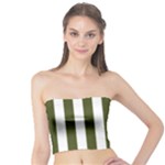 Vertical Stripes - White and Army Green Tube Top