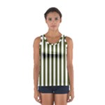 Vertical Stripes - White and Army Green Women s Sport Tank Top