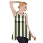 Vertical Stripes - White and Army Green Side Drop Tank Tunic