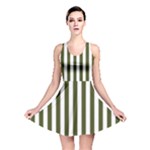 Vertical Stripes - White and Army Green Reversible Skater Dress
