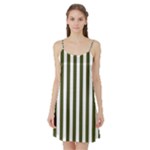 Vertical Stripes - White and Army Green Satin Night Slip