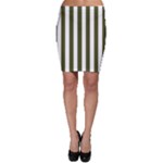 Vertical Stripes - White and Army Green Bodycon Skirt