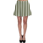 Vertical Stripes - White and Army Green Skater Skirt