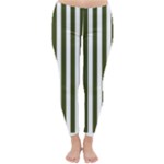 Vertical Stripes - White and Army Green Winter Leggings