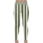 Vertical Stripes - White and Army Green Yoga Leggings