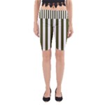 Vertical Stripes - White and Army Green Yoga Cropped Leggings