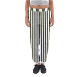 Vertical Stripes - White and Army Green Women s Jogger Sweatpants