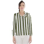 Vertical Stripes - White and Army Green Wind Breaker (Women)
