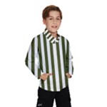 Vertical Stripes - White and Army Green Wind Breaker (Kids)