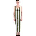 Vertical Stripes - White and Army Green OnePiece Catsuit
