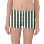 Vertical Stripes - White and Army Green Reversible Boyleg Bikini Bottoms