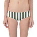 Vertical Stripes - White and Army Green Classic Bikini Bottoms