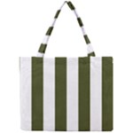 Vertical Stripes - White and Army Green Mini Tote Bag