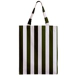 Vertical Stripes - White and Army Green Zipper Classic Tote Bag