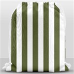 Vertical Stripes - White and Army Green Drawstring Bag (Large)