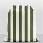 Vertical Stripes - White and Army Green Drawstring Bag (Small)