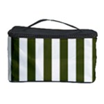 Vertical Stripes - White and Army Green Cosmetic Storage Case