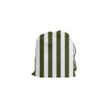 Vertical Stripes - White and Army Green Drawstring Pouch (XS)
