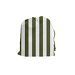Vertical Stripes - White and Army Green Drawstring Pouch (M)