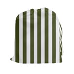 Vertical Stripes - White and Army Green Drawstring Pouch (XXl)