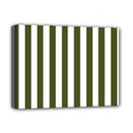 Vertical Stripes - White and Army Green Deluxe Canvas 16  x 12  (Stretched)