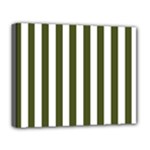 Vertical Stripes - White and Army Green Deluxe Canvas 20  x 16  (Stretched)