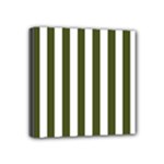 Vertical Stripes - White and Army Green Mini Canvas 4  x 4  (Stretched)