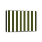 Vertical Stripes - White and Army Green Mini Canvas 6  x 4  (Stretched)