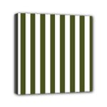 Vertical Stripes - White and Army Green Mini Canvas 6  x 6  (Stretched)